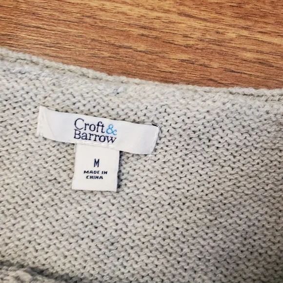 Croft & Barrow Size Medium Gray Knit Sweater - Picture 4 of 6